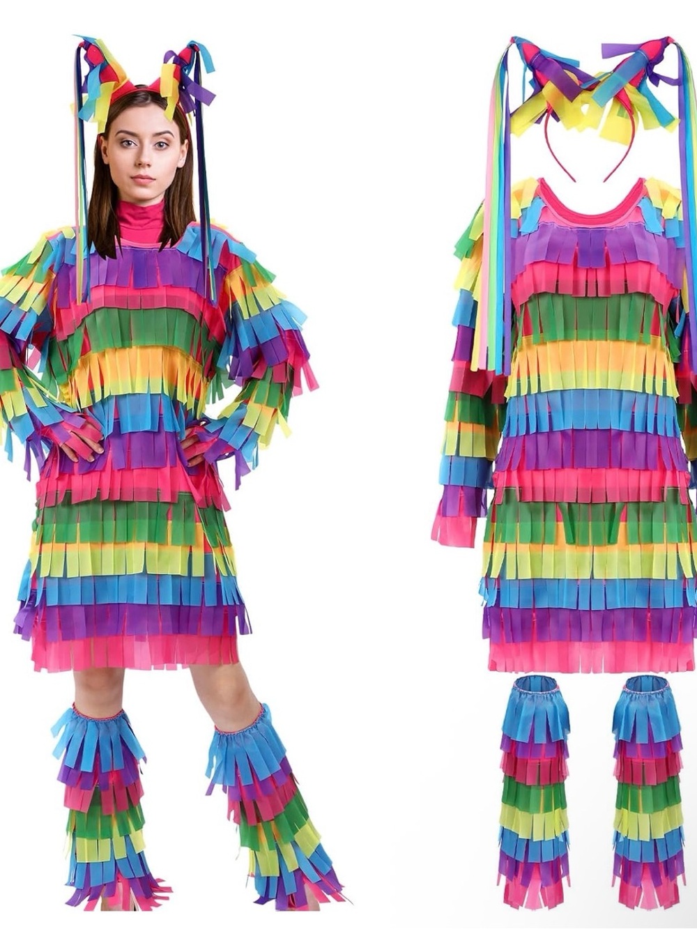 3 pc Piñata Halloween Costume with Headband & Leg Warmers